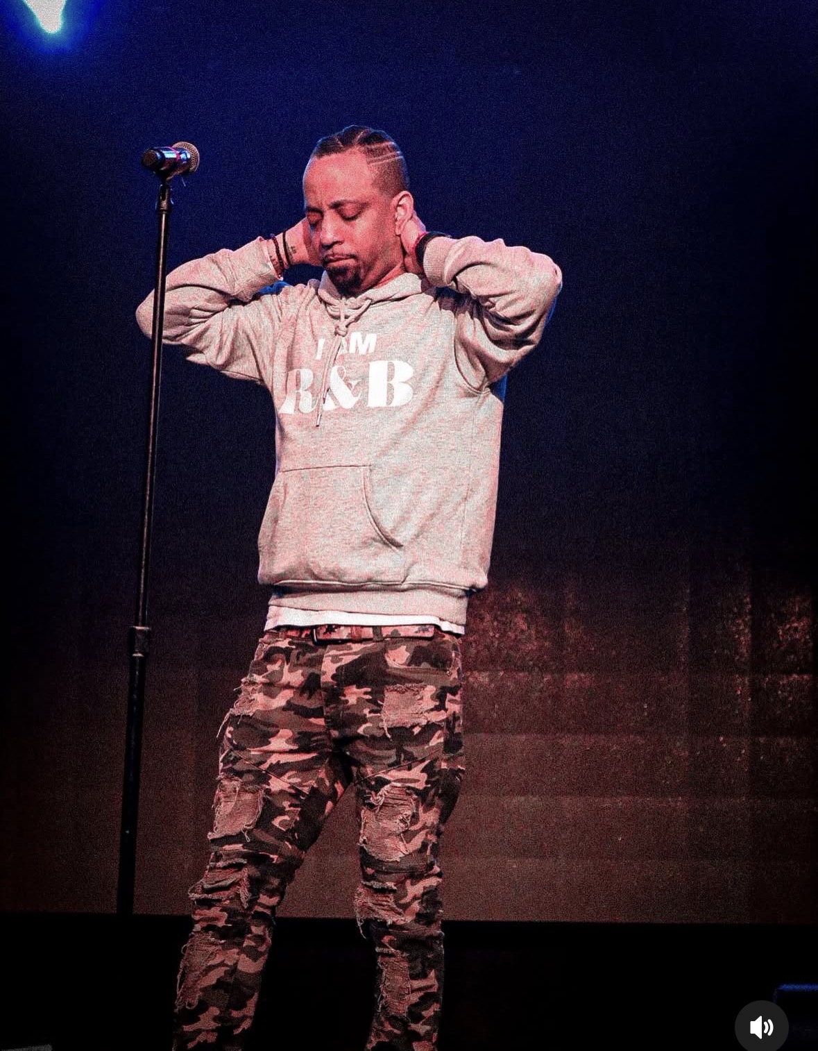 J. Holiday performing in I AM R&B hoodie